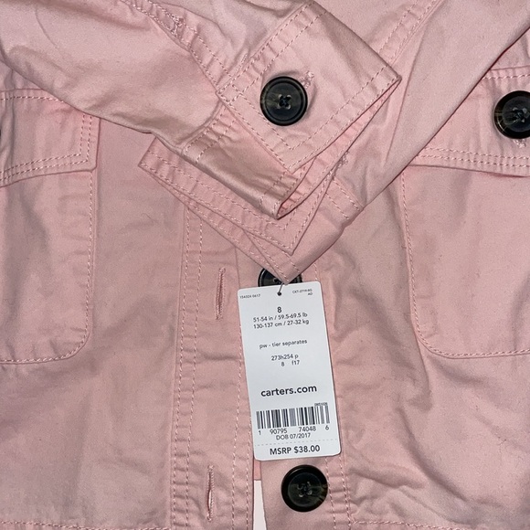 Carters Light weight, light pink button up jacket, girl size 8 - Picture 2 of 5